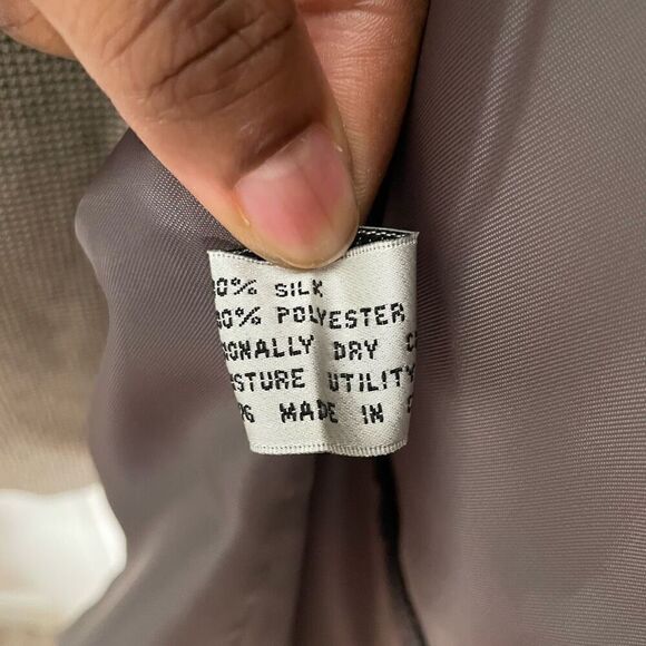 Enrico Gelini Collezione Mens Sportcoat 42R 100% Silk Single Lapel Tan Black - Picture 7 of 10